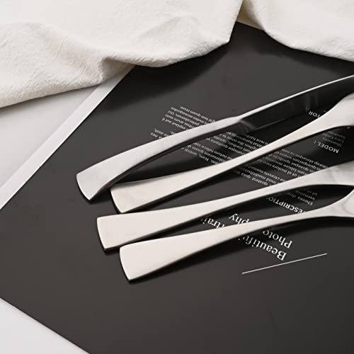 Luxury 304 Stainless Steel Matte Silver Cutlery Flatware Set