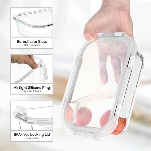 5 Pack 35 Oz Glass Food Storage Containers with Lids (5 Count)