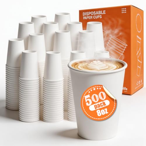 Disposable Paper Coffee Cups 8 oz 500 Count Bulk