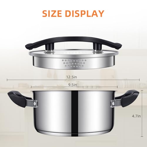 Stainless Steel Stock Pot with Pour Spout and Strainer