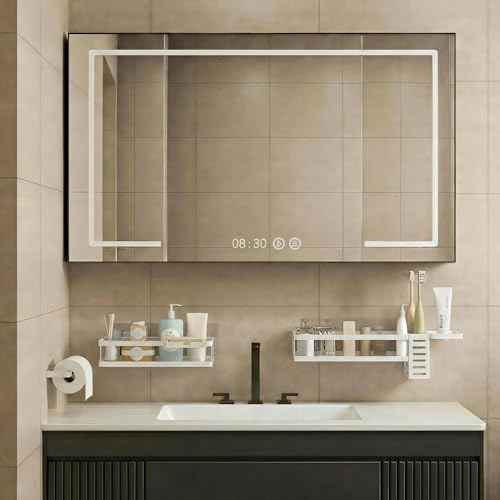 5-in-1 Shower Caddy & Kitchen Organizer Set, Wall Mount Wide Spice Rack with Paper Towel Holder, Utensil Holder, Soap Dish, Rustproof Mesh Baskets Hold 50LBS - White, Guardrail