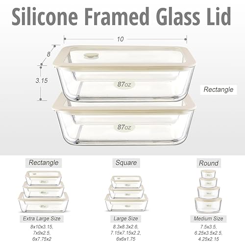 Glass Food Container Set with Glass Lid (2 Count)