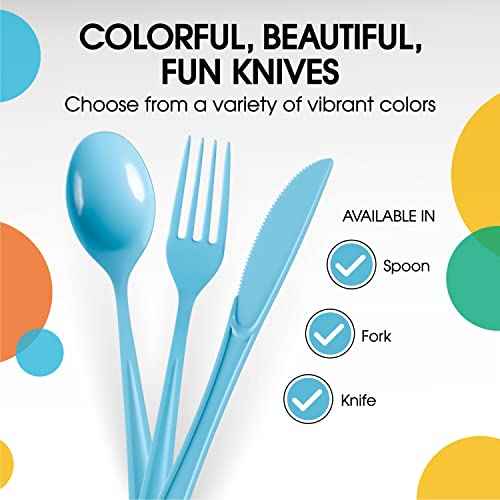 Party Solids Disposable Light Blue Plastic Spoons 200 Pcs (200 Count)