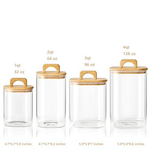 Sweejar 4 qt Large Jars with Bamboo Lids