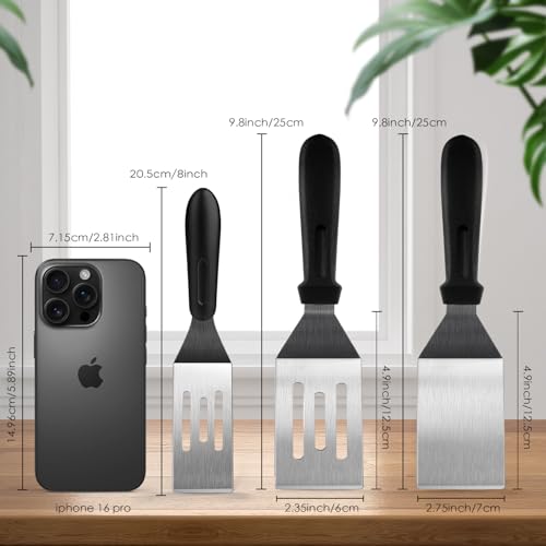 2Pcs 9.8" Stainless Steel Spatulas Heat Resistant Handle for BBQ Dessert (2 Count)
