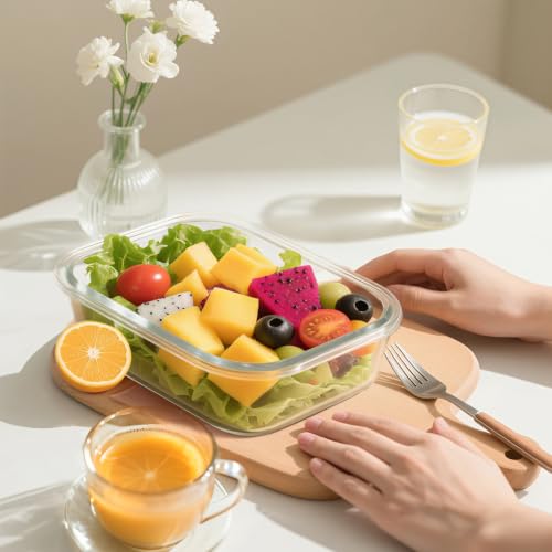 5 Pack 35 Oz Glass Food Storage Containers with Lids (5 Count)