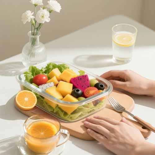 5 Pack 35 Oz Glass Food Storage Containers with Lids (5 Count)