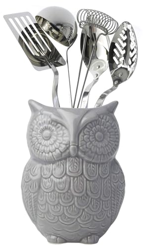 Gray Owl Utensil Holder