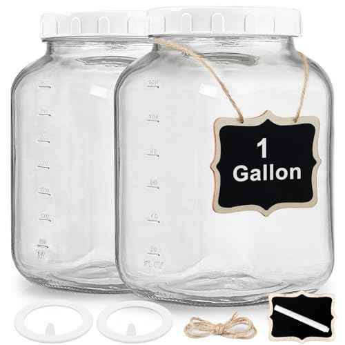 2 Pack Wide Mouth 1 Gallon Clear Glass Jar with Lid (2 Count)