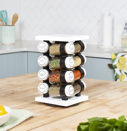 16 Jar Rotating White Spice Rack