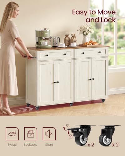Mobile Kitchen Wooden Island Cart with Storage for Dining Room