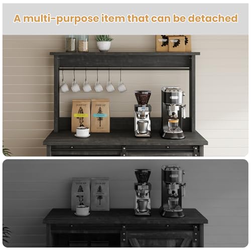 31" Farmhouse Coffee Bar Cabinet with Storage Hutch