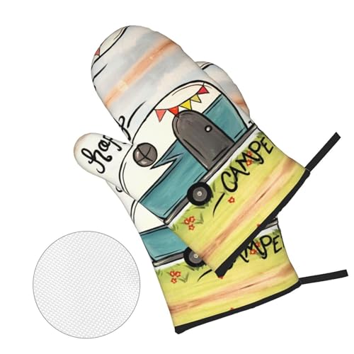 Happy Camper Oven Mitts and Pot Holders Sets of 4 (4 Count)