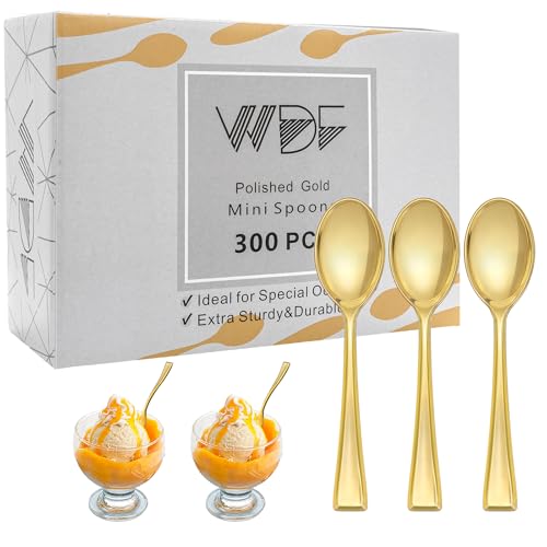 300PCS Plastic Gold Mini Spoons (300 Count)