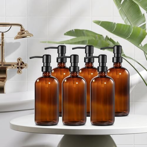 Amber Glass Soap Dispenser (6 Count)
