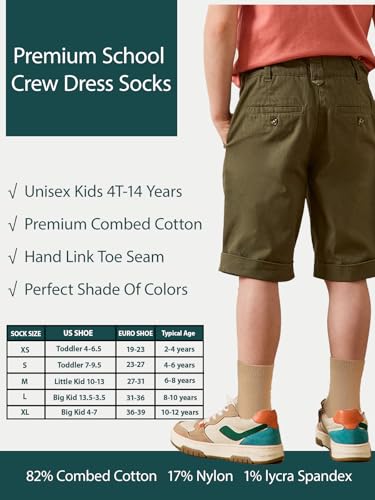 Unisex Kids Boys Girls Soft Cotton School Socks 6 (6 Count)