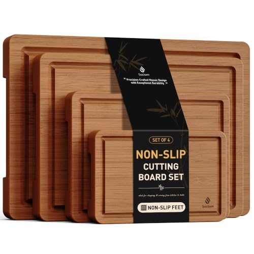 Bamboo Cutting Board Set Non Slip Feet Over Sink Father Day Dad Parents Papa Stepdad Pappy Poppy Pawpaw Who Want Nothing Everything Future Groom Bride Law Christmas Xmas (4 Count)