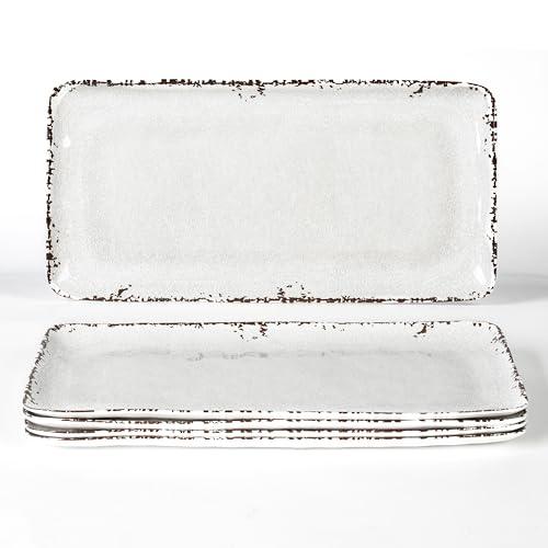 4 Pack 14" x 7" White Serving platter Set (4 Count)