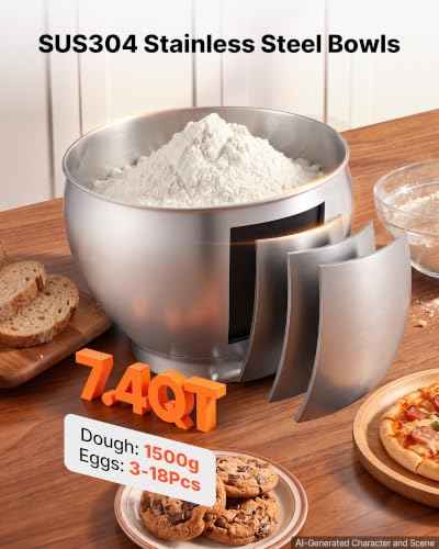 7.4 Qt Tilt Head Stand Mixer 500W Electric Dough Mixer