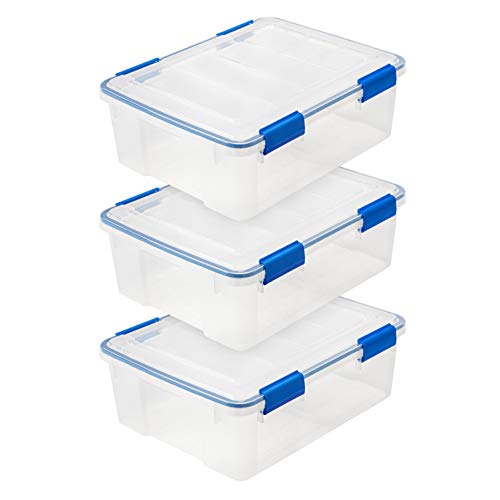 3 Pack 26.5 Qt Storage Bins with Gasket Lids (3 Count)