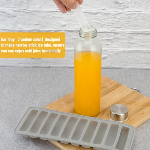 18oz Glass Juice Bottles with Stainless Steel Lids Bulk (24 Count)