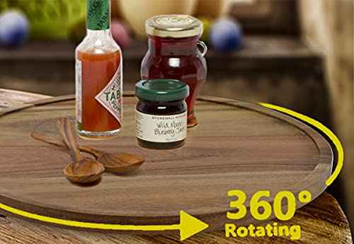 16" Acacia Wood Lazy Susan Organizer Kitchen Turntable for Cabinet Pantry Table Organization