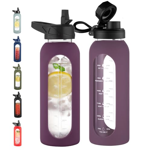 40 oz Glass Water Bottle with Straw