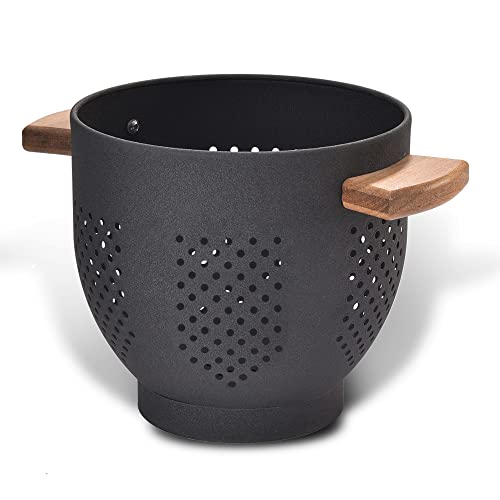 Metal Colander with Wood Handle and Stable Base