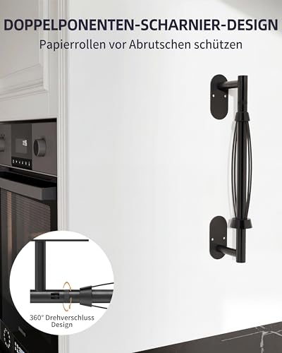 Black Paper Towel Holder Under Cabinet with Damping Self Adhesive