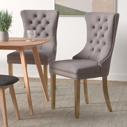 Grey Velvet Dining Chairs Set of 2 (2 Count)