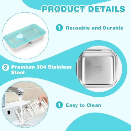 4 Pack Stainless Steel Snack Containers with Lids (4 Count)