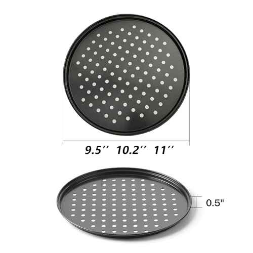 9.5,10,11''Pizza Pan for oven, Round Nonstick Pizza Pans with Holes, Carbon Steel Pizza Baking Tray for Home Kitchen 3 Pack (9.5,10,11 Inch Pizza Pan (3 Piece)) (3 Count)