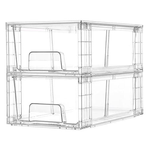 2 Pack Stackable Clear Drawer with Dividers (2 Count)