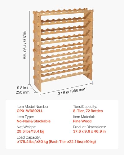 72 Bottle Stackable Modular Wine Rack