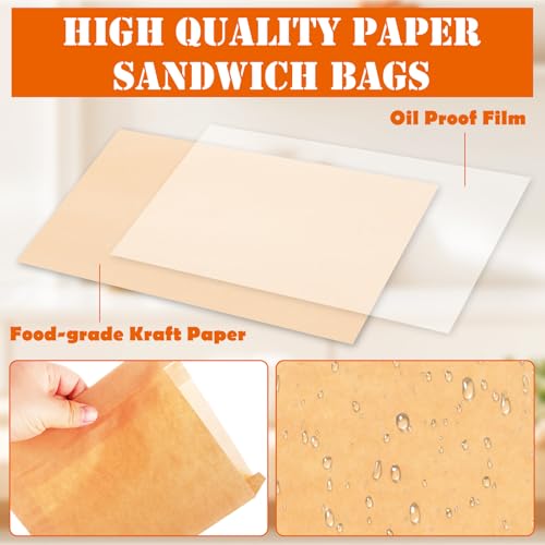 600 Pack Paper Sandwich Bags 8x6.3 inch Wax Paper Bags (600 Count)