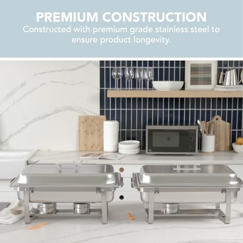 70012 Gray 2 Pack 8QT Chafing Dish High Grade Stainless Steel Chafer Complete Set