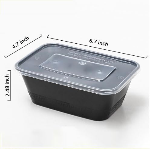 24oz Square Plastic Meal Prep Containers Reusable With Lids. (100 Count)