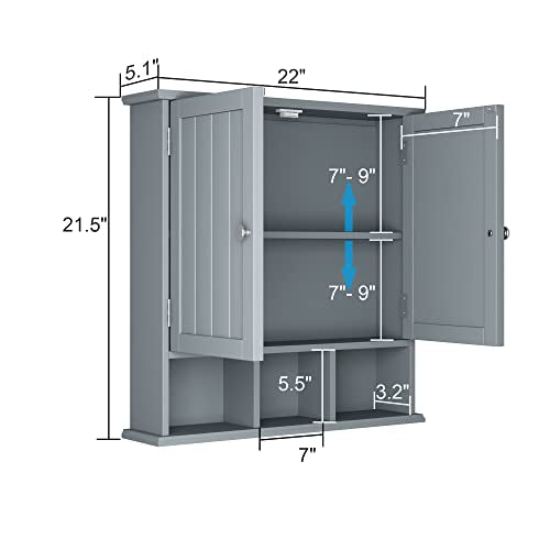 Bathroom Wall Cabinet with Adjustable Shelves
