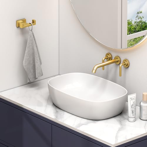 Double Towel Hook Brushed Gold