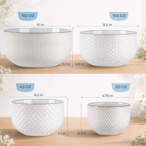 Ceramic Mixing Bowls Set of 4 (4 Count)