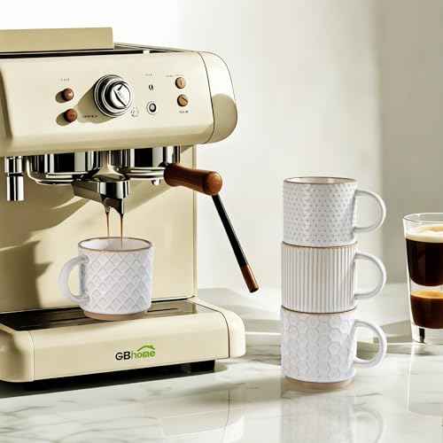 6 OZ Coffee Mugs with Saucer and Stand (4 Count)