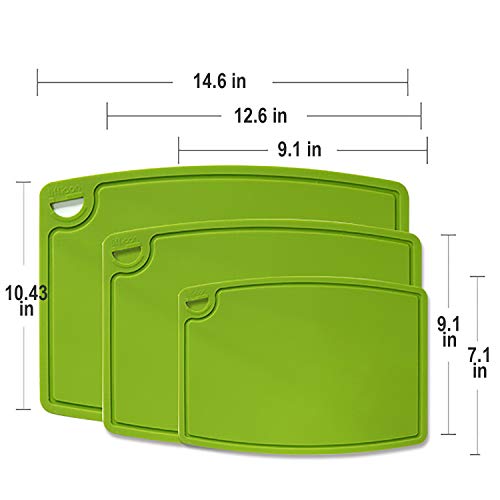 Silicone Thick Cutting Boards Mats Set of 3 Foldable & Flexible Design Juice Grooves Easy Grip Handle Dishwasher Safe for Kitchen (3 Count)