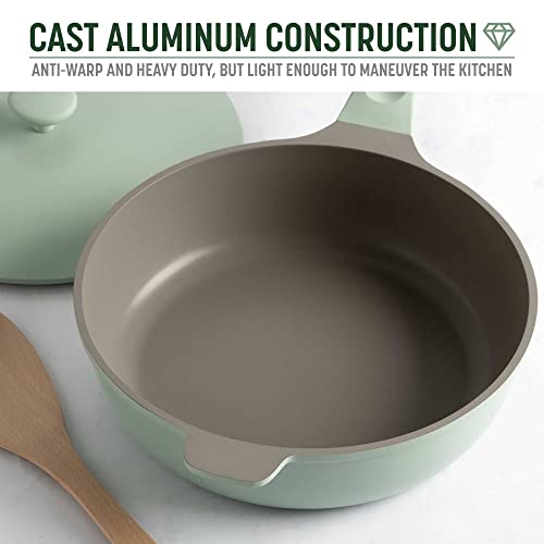 All-in-One Pan, Multilayer Nonstick Cookware Set, High-Performance Construction, Multipurpose Design Replaces Multiple Pots and Pans, Dishwasher Safe, 11-Inch, 4.4-Quart Capacity, Sage Green