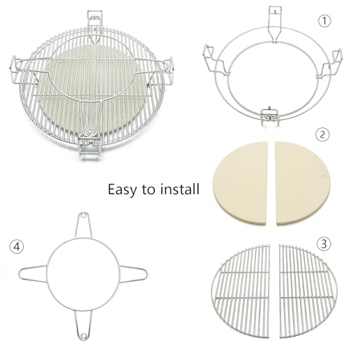 Cooking Grates with Ceramic Heat Deflectors System for Kamado Joe Classic