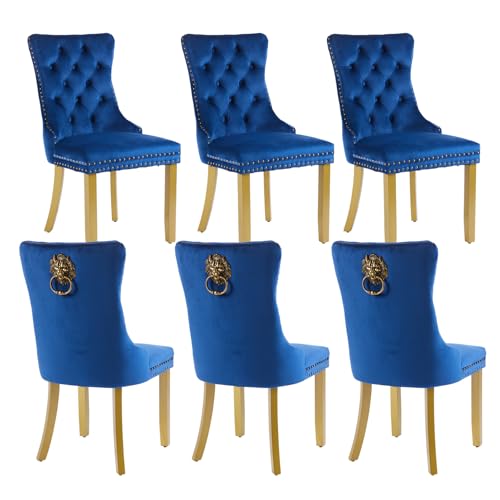 Blue Velvet Dining Chairs Set of 6