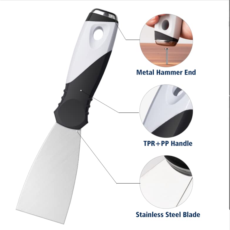 2-Pack 10-in-1 Putty Knife, Stainless Paint Scraper, Wood Tool