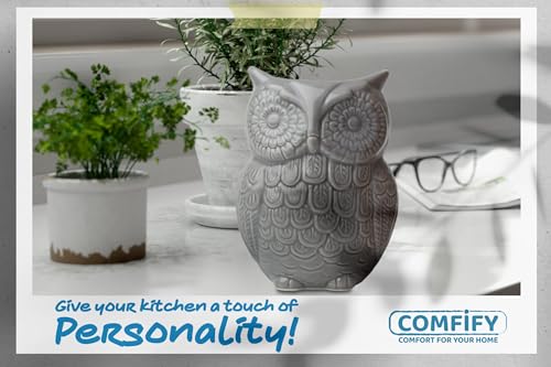 Gray Owl Utensil Holder
