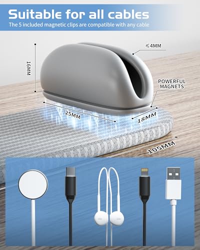 5 Pack Magnetic Cable Clips Cord Organizer (5 .)