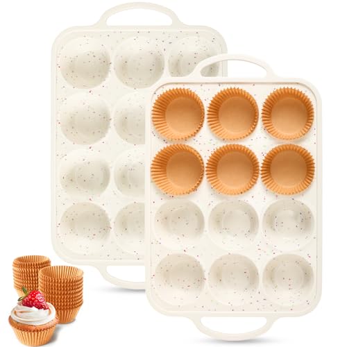 2 Silicone Muffin Pans with 200 Liners (2 Count)