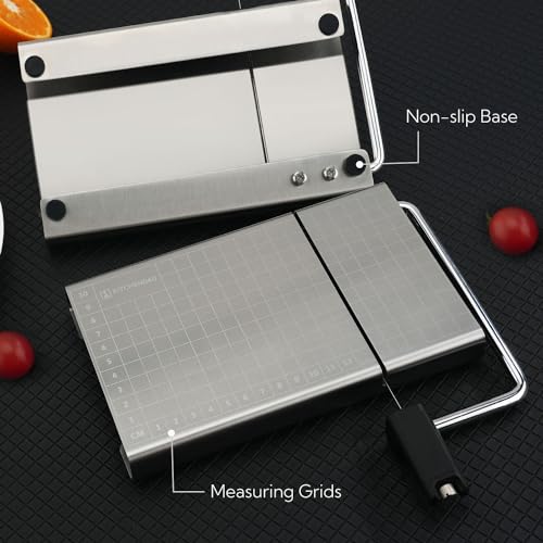 Replaceable Wire Cheese Slicer with Board and Measuring Grids